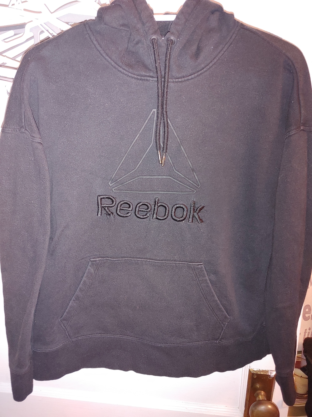 Reebok Black Embroidered Logo Pullover Hoodie